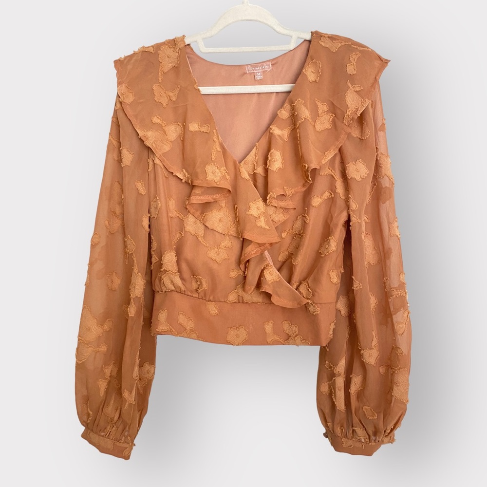 GUC Womens Copper Blouse with Floral Detail | Medium